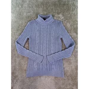 Gitano Vintage Women's Cable Knit Gray Turtleneck Sweater Size Medium E323